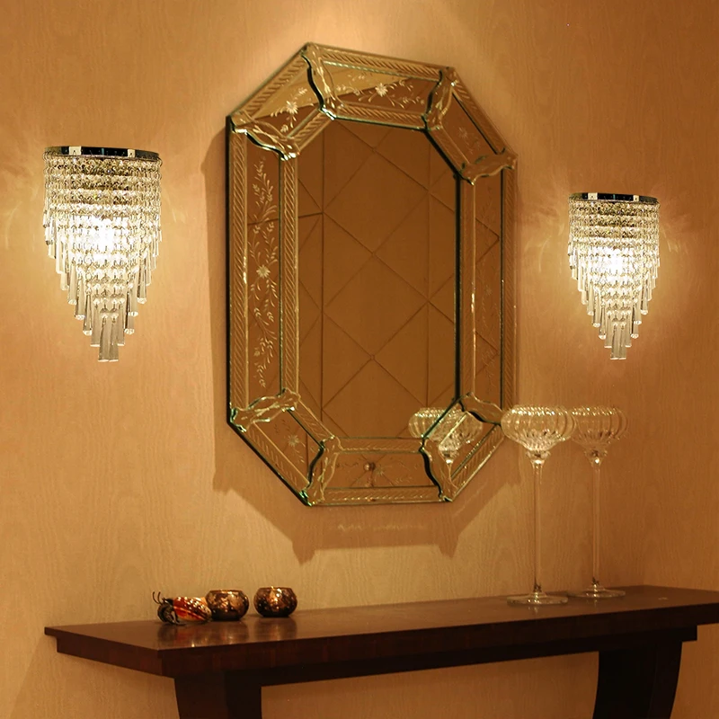 corridor wall lamp crystal mirror bedside European style living room study hall | Освещение