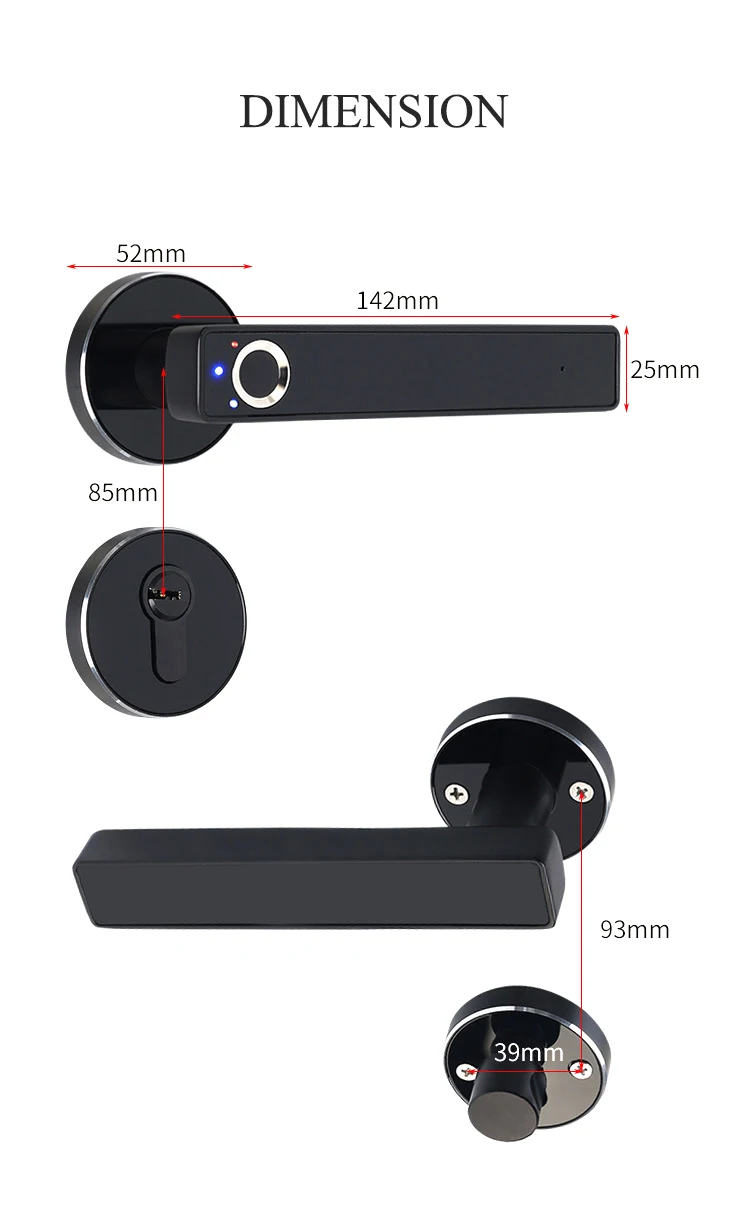 Полупроводниковый замок отпечатков пальцев Электрический биометрический дверной замок отпечатков пальцев для домашнего использования в помещении с механическим ключом