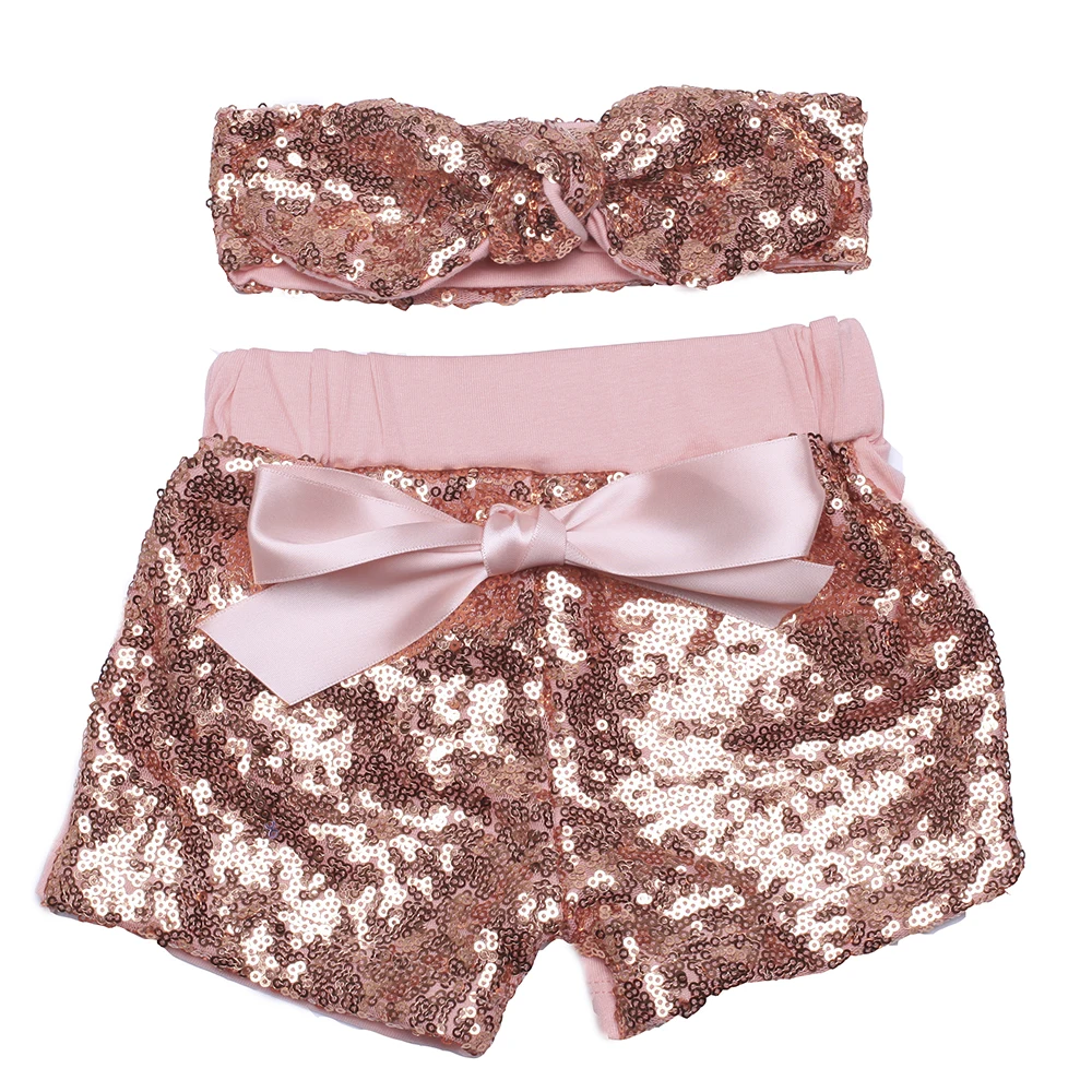 Черные блестящие шорты для маленьких девочек и соответствующие блестки