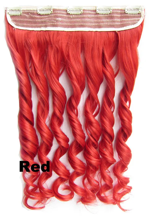 GS888 Color Red Girlshow, 5 клипов, синтетические волосы для наращивания, волнистые, женский парик, волосы шиньон-хвост, 87 цветов, 130 г, 60 см, 1 шт - Цвет: GS888 Color Red