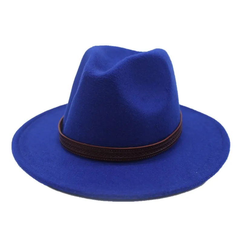 Royal blue Seioum 12 цветов для мужчин и женщин шерсть VTG широкие Полями Фетровая Шляпа Федора мягкая фетровая шляпа BNWT/ Гангстер Панама шляпа шляпка для церкви - Цвет: Royal blue