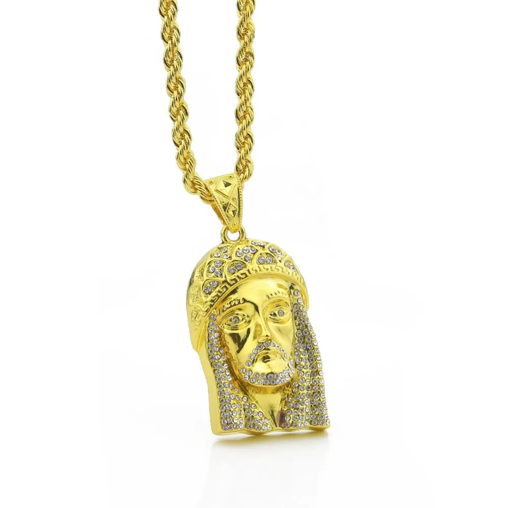 MCSAYS золотой CZ Кристалл Iced Out голову Иисуса шт кулон хип-хоп Цепочки и ожерелья