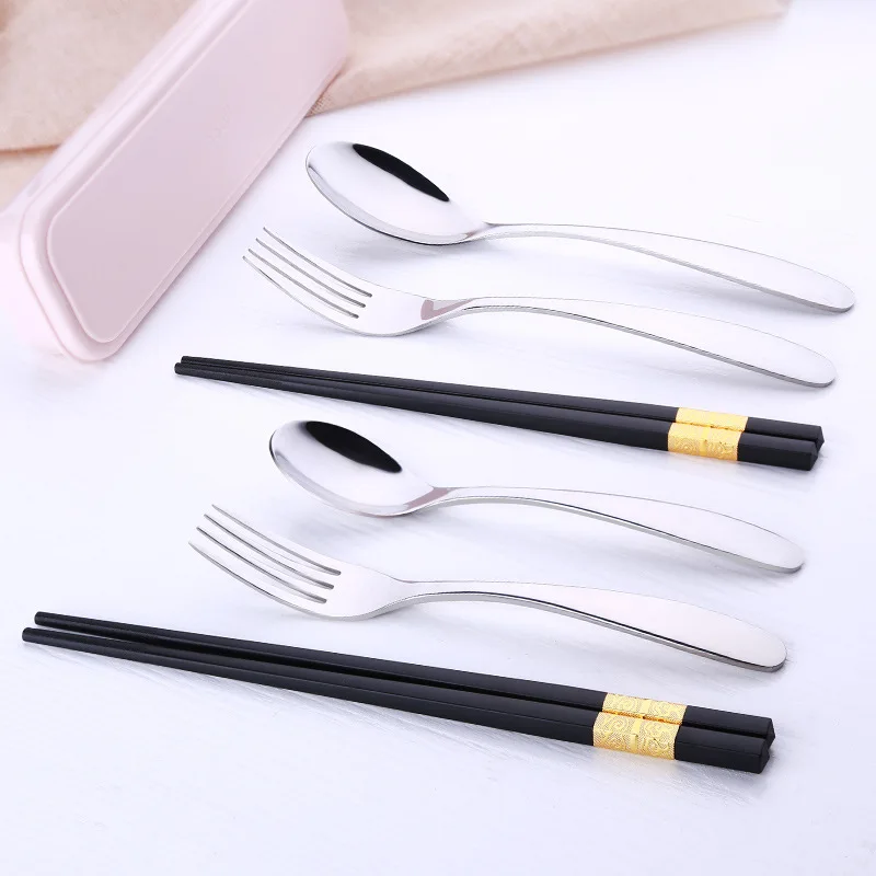 1 комплект портативная посуда из нержавеющей стали наборы с коробкой для