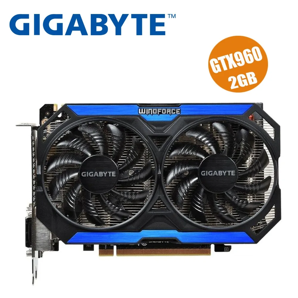 Оригинальная Видеокарта GIGABYTE GTX 960, 2 Гб, 128 бит, GDDR5, видеокарты для nVIDIA, видеокарты VGA, Geforce GTX960, Hdmi, Dvi, для игр, б/у