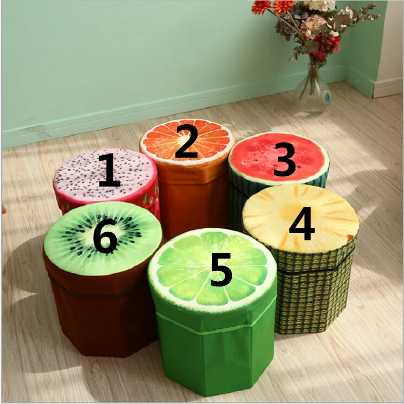 Многофункциональный складной табурет для хранения с различными фруктовыми