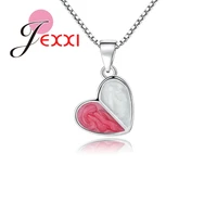 new korean elegant tiny heart pendant necklace for women girl fashion jewelry gift design 925 sterling silver