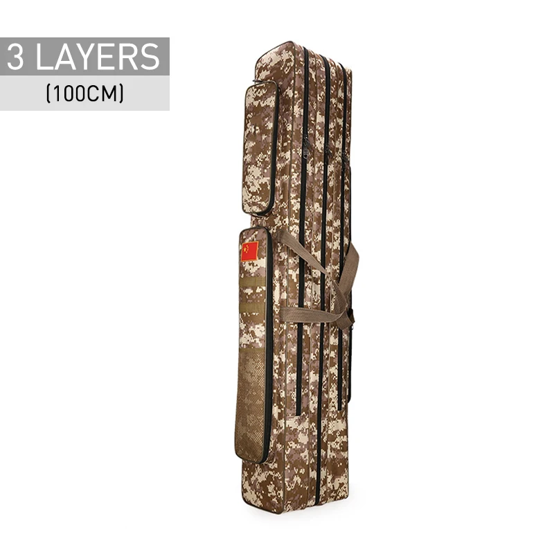 3 Layer 100cm Desert 2/3 слой 80/90/100/110/120/125 см рыбацкая сумка из ткани Оксфорд для рыболовной удочки сумка для рыболовных снастей, сумки для путешествий, сумки для XA86G - Цвет: 3 Layer 100cm Desert