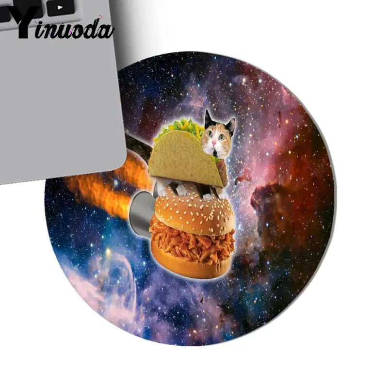 22x22cm Yinuoda красивые анимэ Забавные милые космические кошки коврики для мыши геймерские игровые коврики для мыши дешевый круглый игровой коврик для мыши геймера - Цвет: 22x22cm