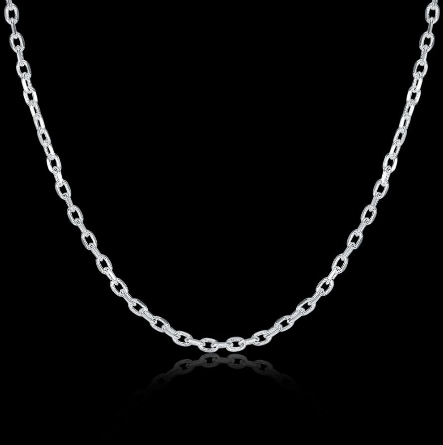 

Woman's Fine Jewelry 925 Sterling Silver Flat ROLO Chain Necklace Charm 2MM Wide Silver Necklace 16"18" 20" 22" 24