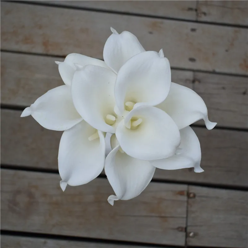 

10 Off White Calla Lily Bouquet Cream Calla Lily Flowers PU Real Touch Flowers For Bridal Bouquet Wedding Flowers Centerpieces