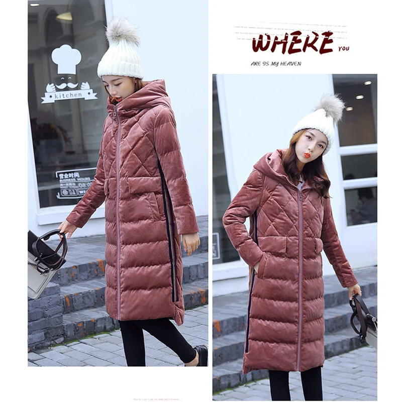 Женский пуховик с капюшоном Повседневная теплая куртка из чистого хлопка