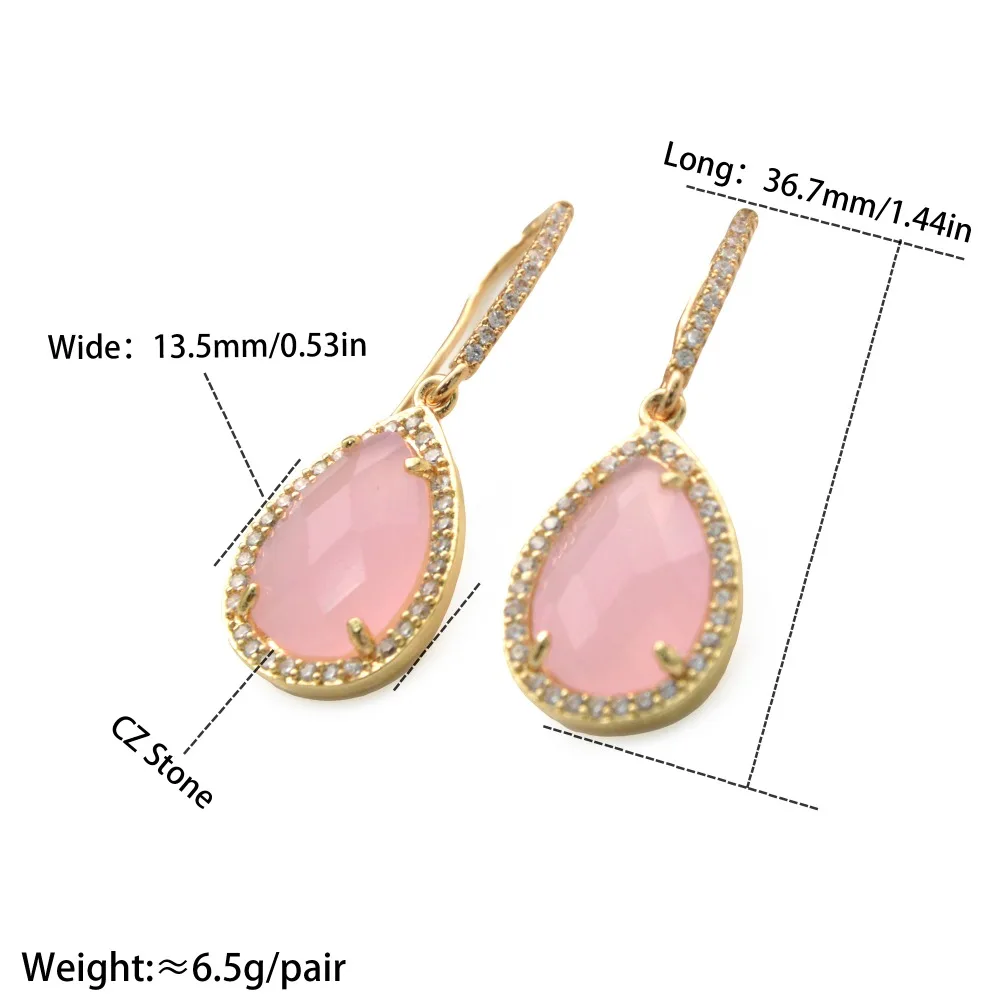 Золотые серьги в виде Красной капли воды с микроинкрустацией фианитами висячие