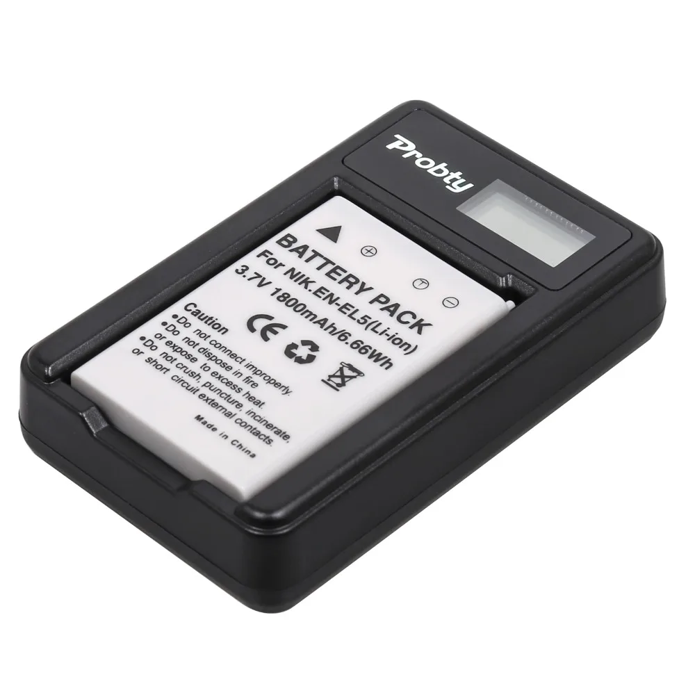 PROBTY 2 шт. 1800 мА/ч EN-EL5 RU EL5 ENEL5 Батарея + ЖК-дисплей USB Зарядное устройство для NIKON Coolpix