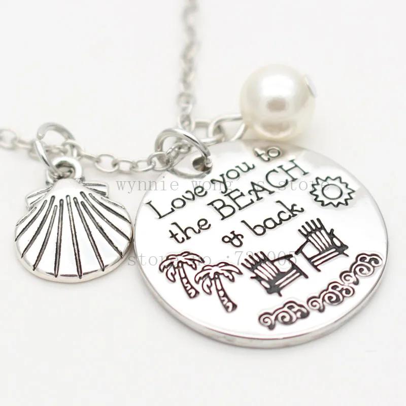 2017 Hand Stamped Jewelry love you to the beach and back Beach necklace &ampkeychain Simple summer jewelry | Украшения и