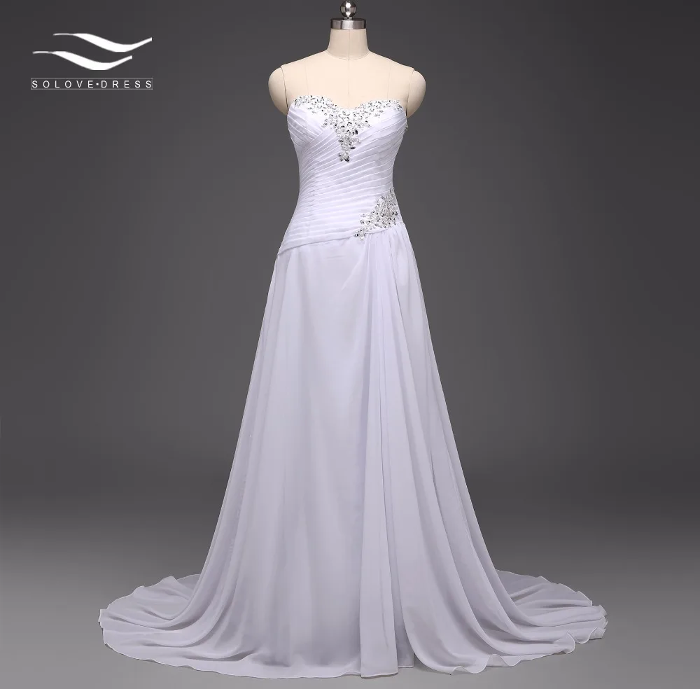 Шифоновое пляжное свадебное платье трапециевидной формы дешевое винтажное в