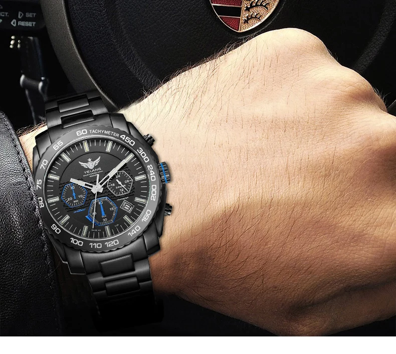 Новое поступление YELANG V1210 Eco-Drive Move men t T100 Тритий светящийся стальной ремешок сапфировое зеркало мужские деловые часы наручные часы