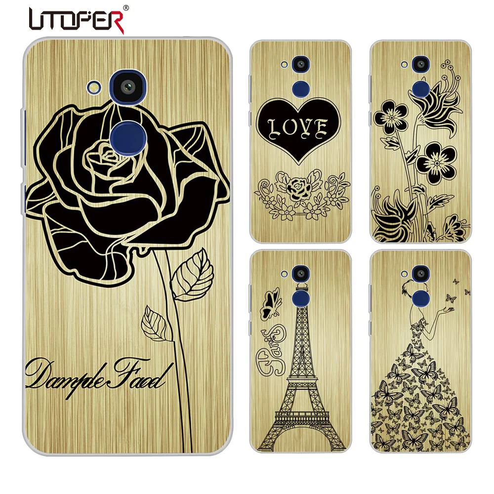 UTOPER Shell For Vernee M5 Case Wood Gain Pattern Rose Phone Black 5.2 inch coque |