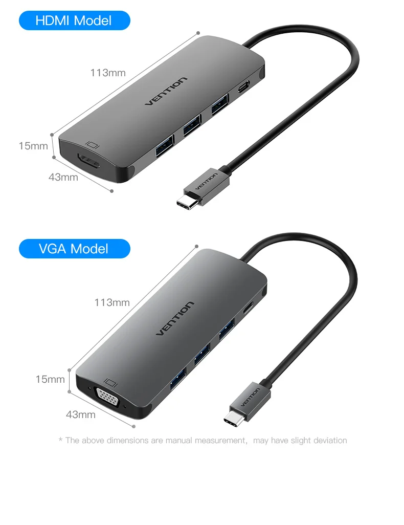 Vention USB C концентратор USB-C HDMI type C PD 3 USB 3,0 разветвитель адаптер для MacBook samsung Galaxy S9/S8/S8+ mate 10 концентратор USB type C