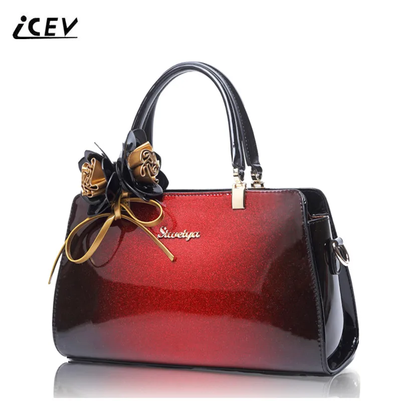 ICEV Европейская мода новые повседневные сумки из лакированной кожи женские