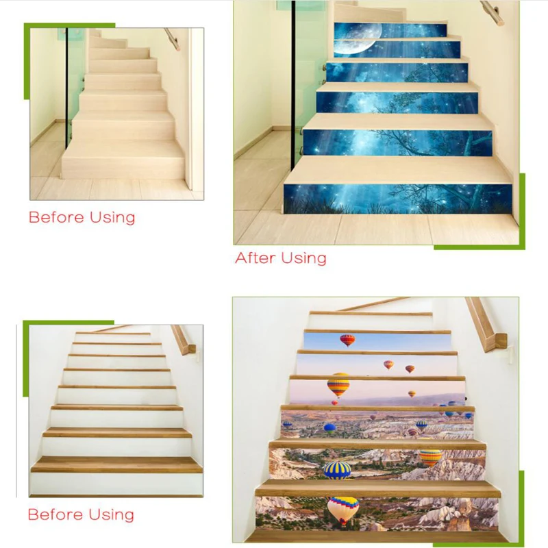 13 шт./компл. самоклеющиеся лестницы Настенные обои Съемные наклейки водопад
