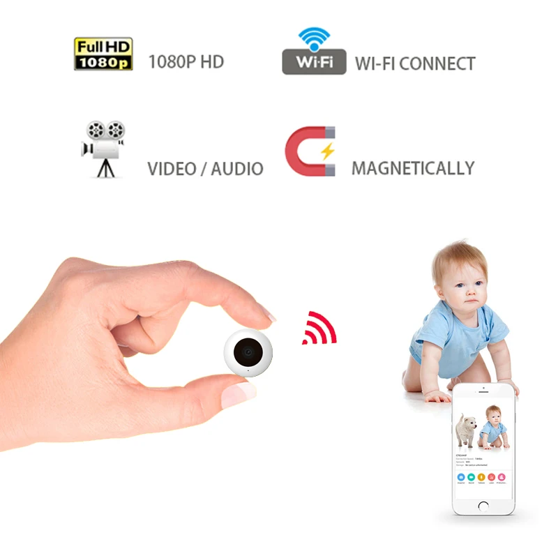 Wifi мини камера беспроводная 1080P ночное видение видеокамера микро домашняя