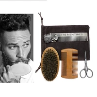 mens beard shaping kit shaving brush comb scissor set men fashion hair styling face hair removal mustache trim accessory tool