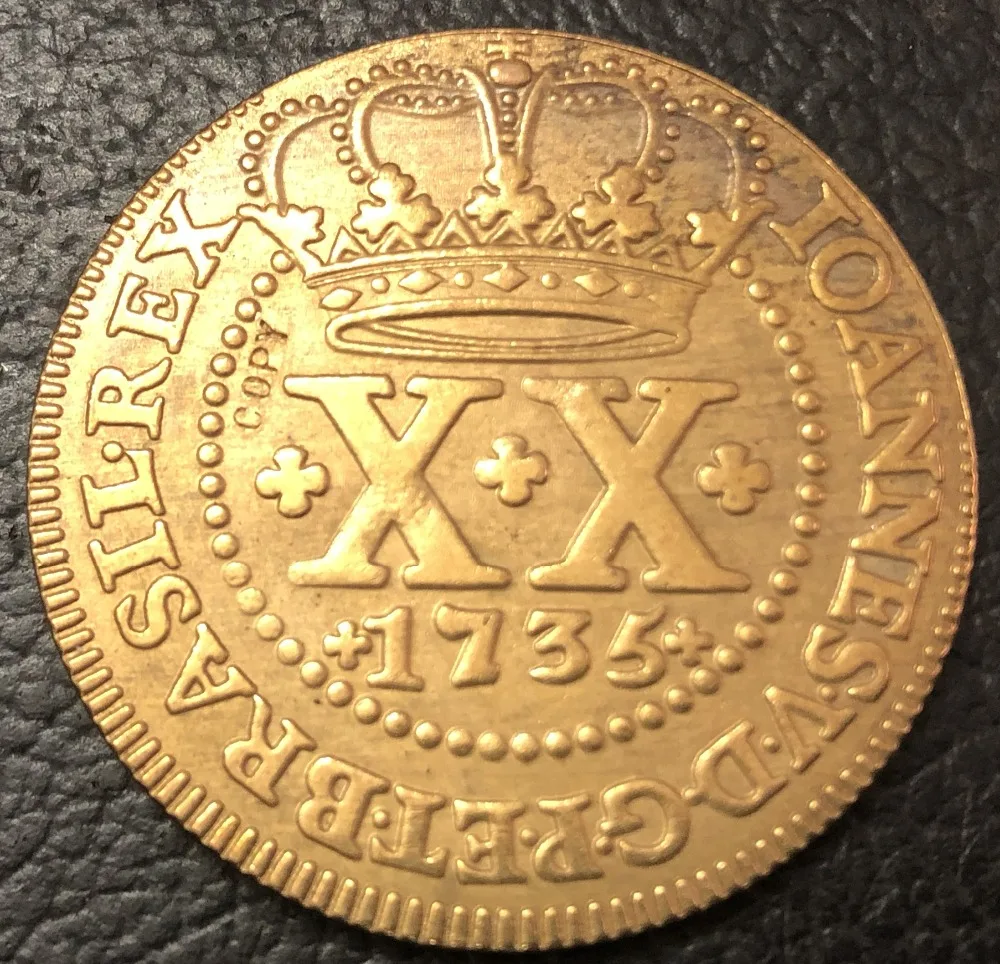 1735 бразильская 20 Reis Joao V медная копировальная монета 36 мм|Безвалютные монеты| |