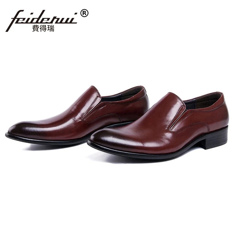 Pointed Toe Slip on Man Casual Shoes Genuine Leather Male Bridal Office Loafers Luxury Brand Designer Men's Wedding Flats DK88 | Обувь