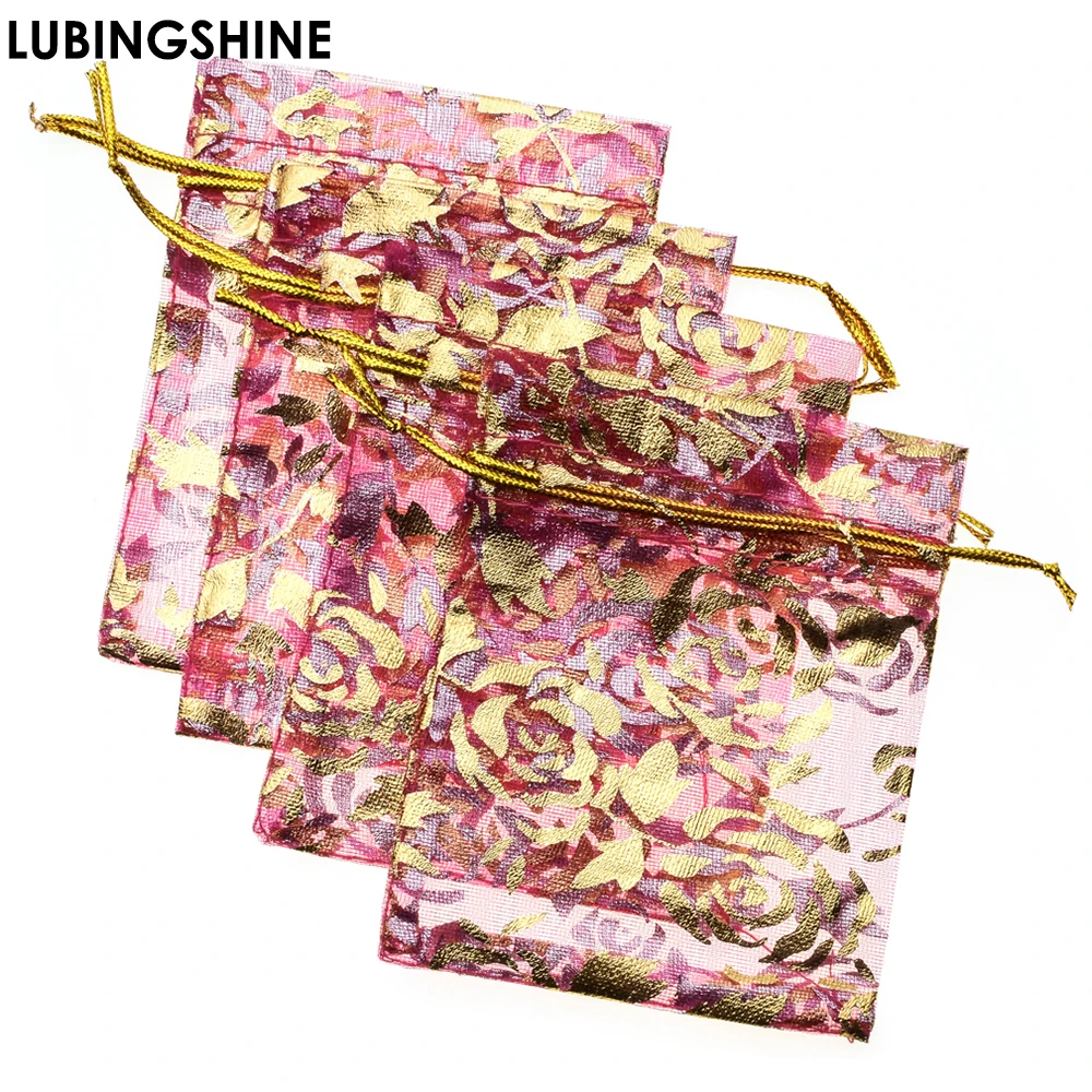50Pcs/lot High Quality Exquisite Rose Flower Organza Bags Nice Jewelry Packaging Wedding Christmas Gift Pouches Bag | Украшения и