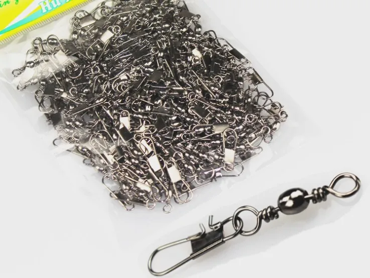 

200pcs 4# 5# 8# 10# Interlock Snap Ball Bearing Swivel Rolling Solid Rings Fishing Connector Boat Fishing Accessory