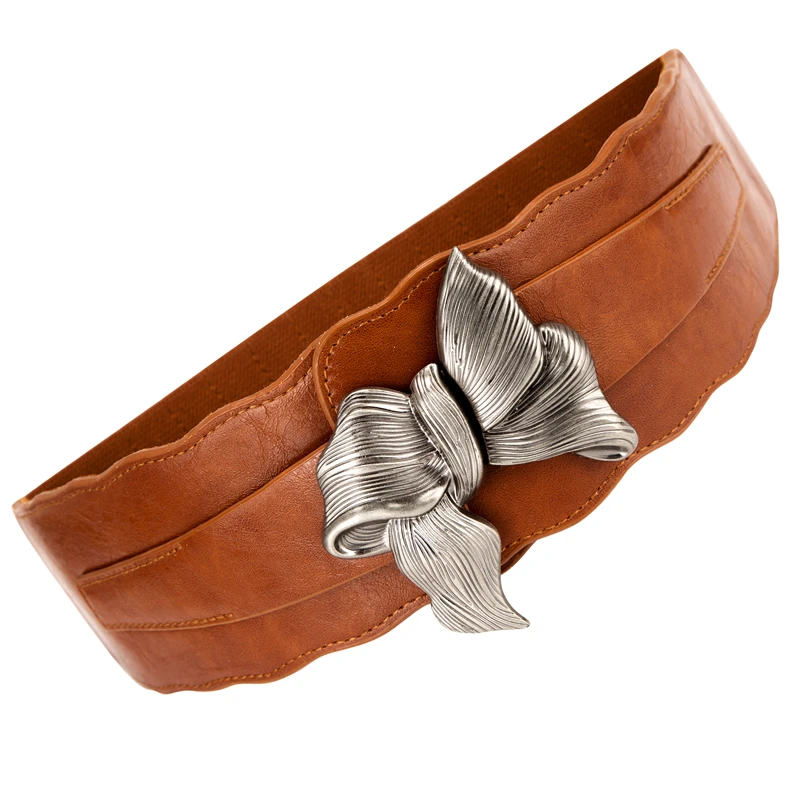 Винтажный пояс из натуральной кожи эластичный с бантом и пряжкой зимняя одежда