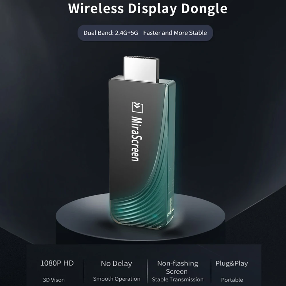 1 шт. MiraScreen D7 TV Stick 2 4G + 5G 1080P HDMI Miracast Airplay WiFi Дисплей приемник ключ Поддержка Windows Andriod