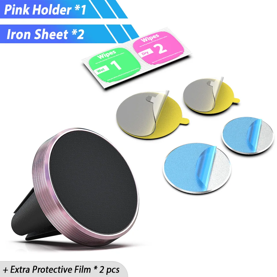 Pink Air Vent Магнитный держатель для телефона для iPhone 7 samsung S10 Note 10 plus Автомобильный держатель для мобильного телефона Xiaomi Mi 9 A3 huawei P30 - Цвет: Pink Air Vent