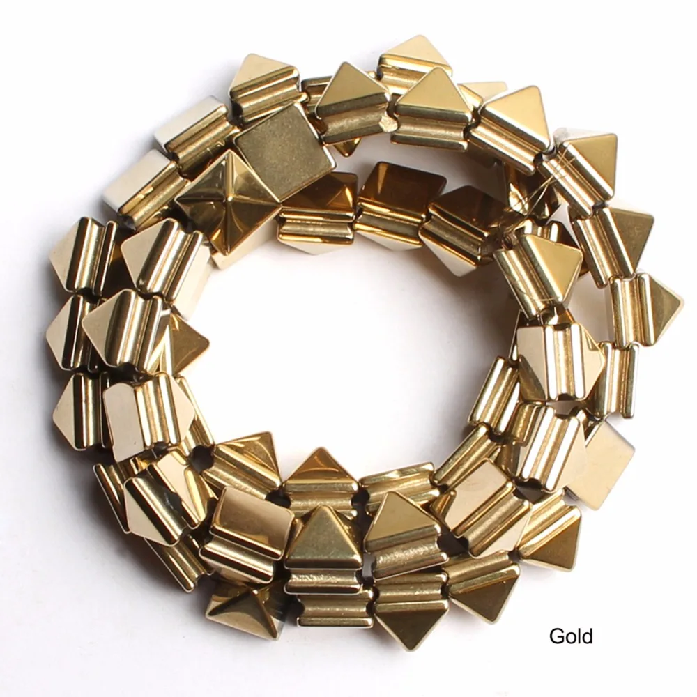 Бусины из натурального камня Гладкие бусины золотистого/серебристого/черного