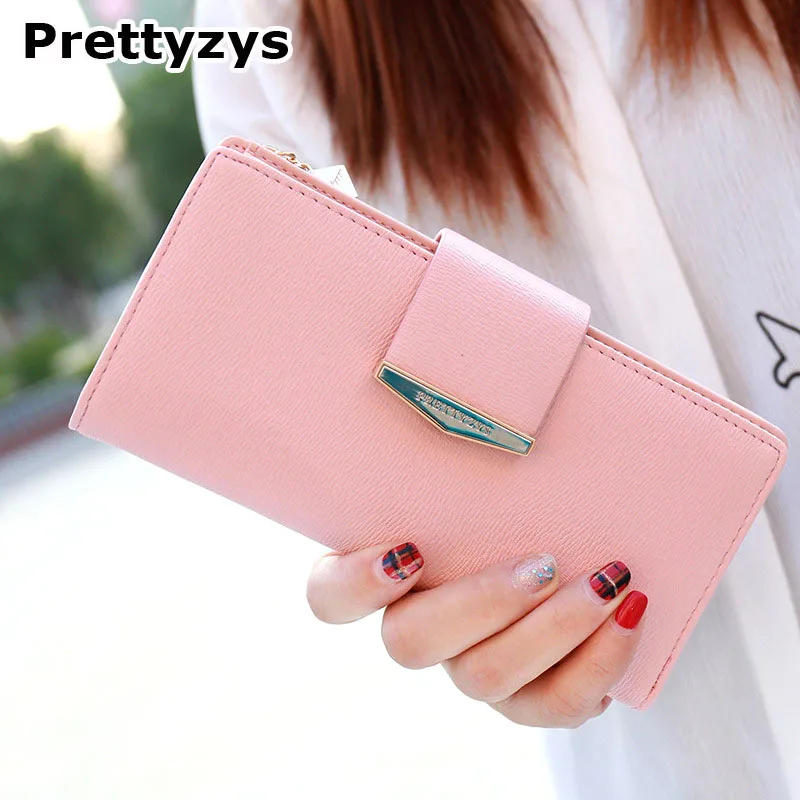 Prettyzys 2018 wallet women pink lady's fashion womens wallets and purses Candy color coin purse card holder Leather | Багаж и сумки