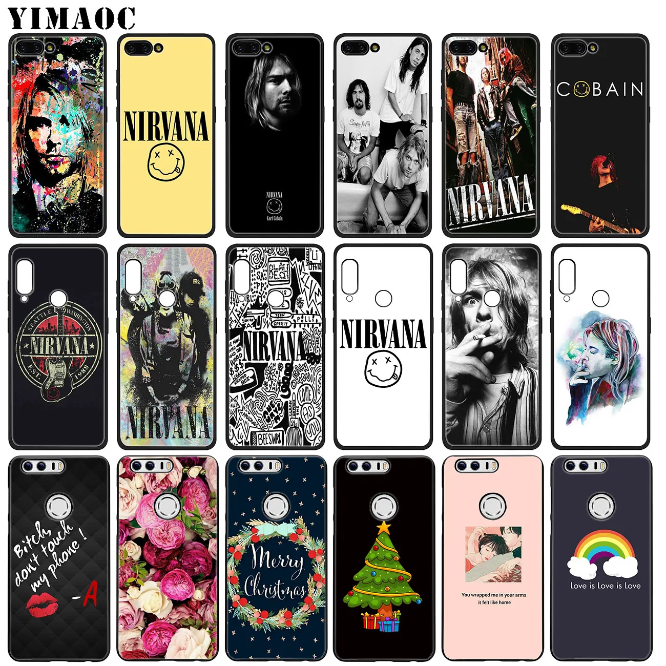 Мягкий силиконовый чехол YIMAOC Nirvana Kurt Cobain для Huawei Honor 20 Pro 8C 8X 8 9 9X 10 Lite 7X 7A черный