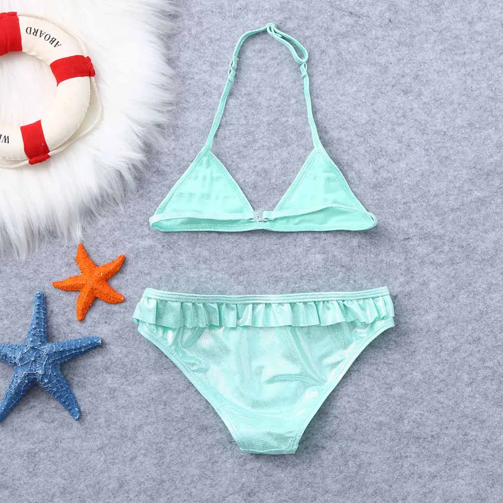 Для малышей для новорожденных девочек С оборками однотонные блестящие летний