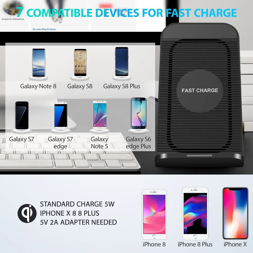 FDGAO 10 Вт Быстрое беспроводное зарядное устройство для iPhone X XS MAX XR 8 Plus QI Индукционная зарядная док-станция Вентилятор USB зарядное устройство для samsung S9 S8 S10