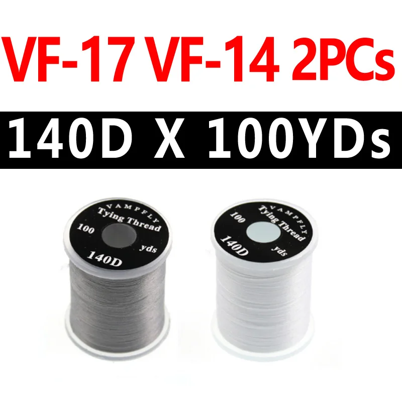 VF 14 and 17 2pcs Bimoo 2 шт. нить для мух для ловли нахлыстом 140 денье нейлоновая нить для сухих мух материал нити 100 ярдов 20 цветов - Цвет: VF 14 and 17 2pcs
