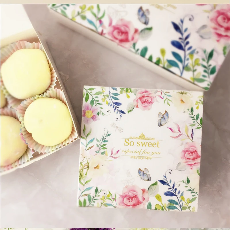100x Flower and bird series baking box cranberry biscuit Niu rolling sugar egg yolk crisp new year's party gift | Дом и сад
