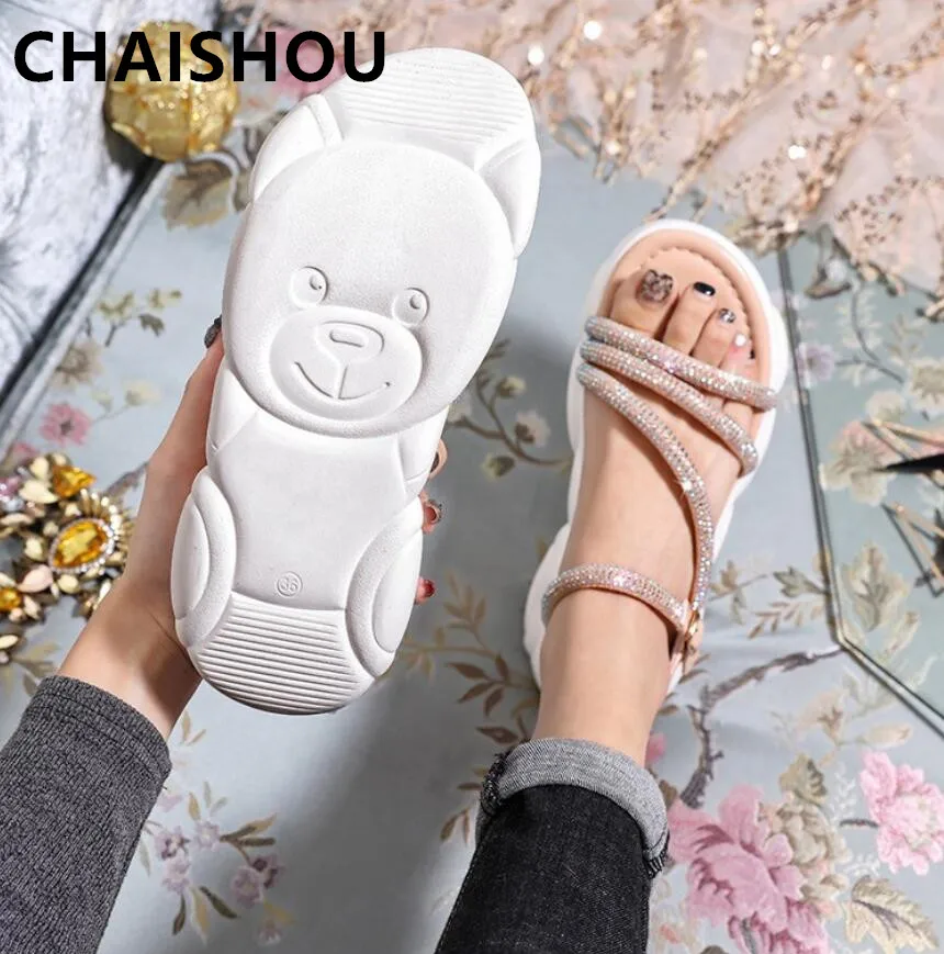 CHAISHOU/Женская обувь Новинка лета 2019 года женские сандалии со стразами