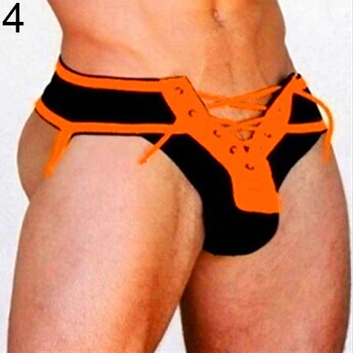 New Arrival Men Sexy Althetic Strap Underwear Ass Expose Backless Lace Up Thong Short Boxer |