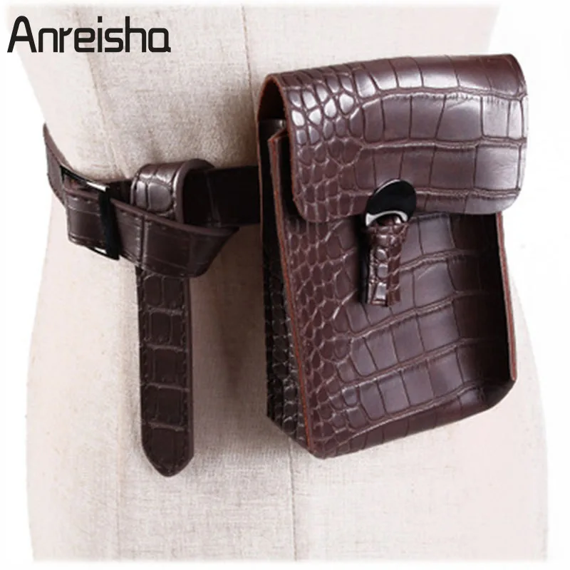 Поясная Сумка Anreisha Женская винтажная из искусственной кожи zm93|leather waist bag|waist bagbelt