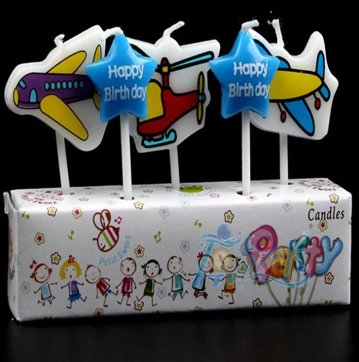 5 шт./компл. Kawaii ароматические свечи на день рождения самолет мультфильм любовь