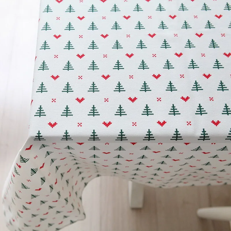 

Junwell 100% Cotton Seasonal Printing Tablecloth Red Snowflakes Christmas Table Cloth Table Topper Different Sizes Available