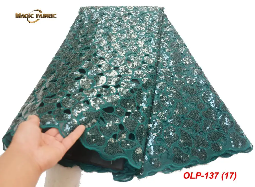 

New design African Organza Fabrics Embroidered Double Organza Lace In Switzerland With Full Sequins Lace for Party OLP-137