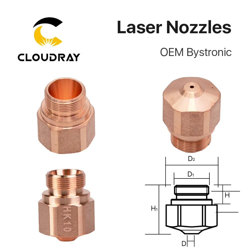 Cloudray лазерные насадки слой диам. 28 мм Калибр 1,0-3,0 для OEM Bystronic волоконная Лазерная режущая головка 10 шт./лот
