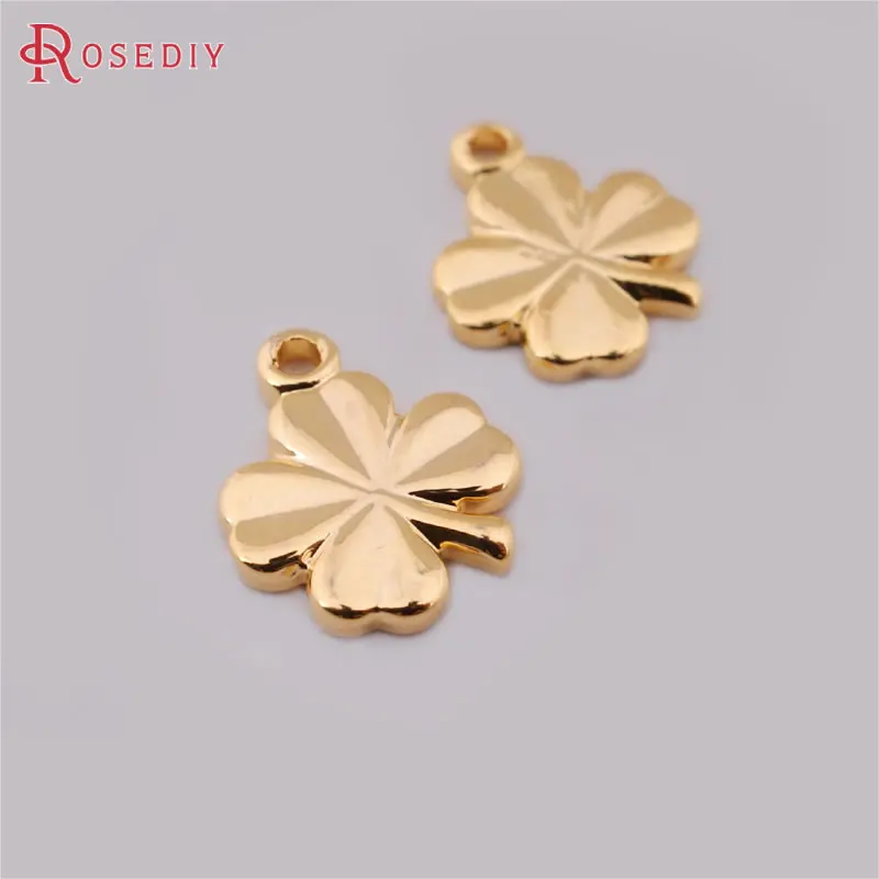 

(33571)20PCS 10.5*9MM 24K Gold Color Brass Lucky Flower Charms Pendants High Quality Diy Jewelry Findings Accessories wholesale