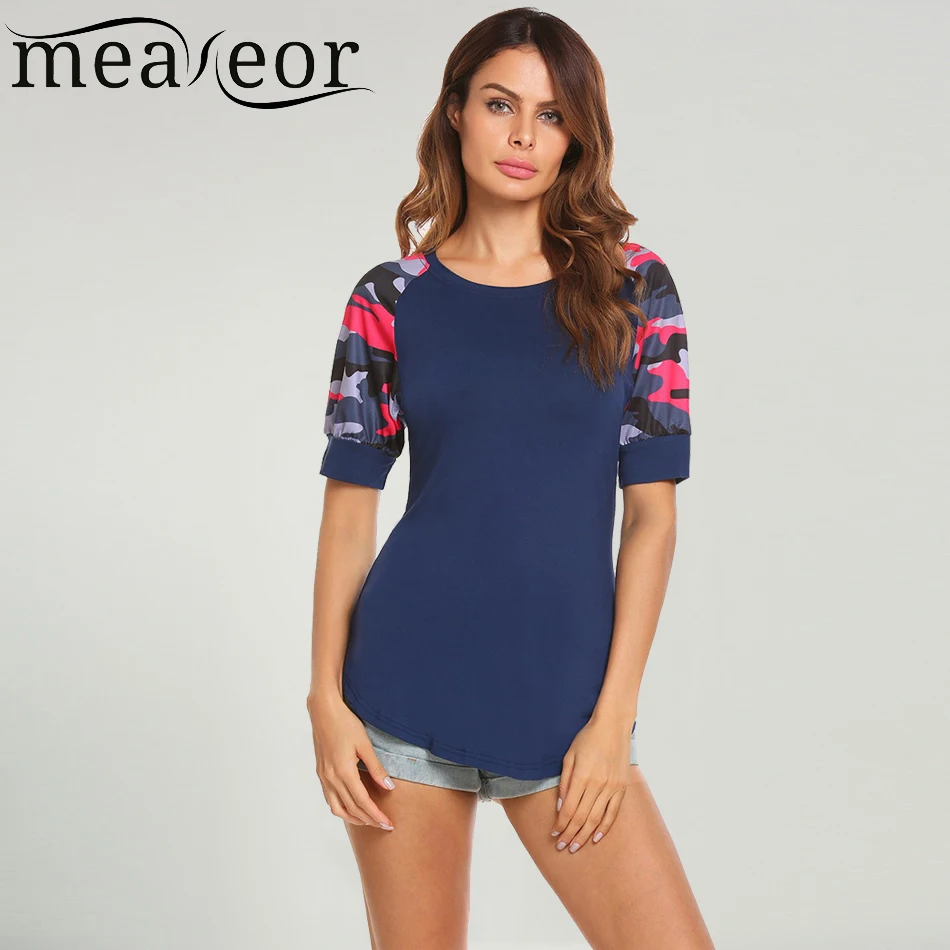 Meaneor/женская Повседневная камуфляжная футболка с коротким рукавом и