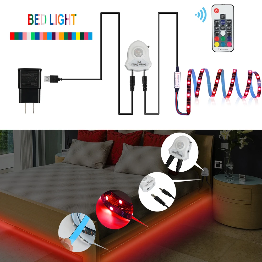 Светодиодсветильник подсветка для шкафа s 5050 SMD rgb Гибкая под кровать
